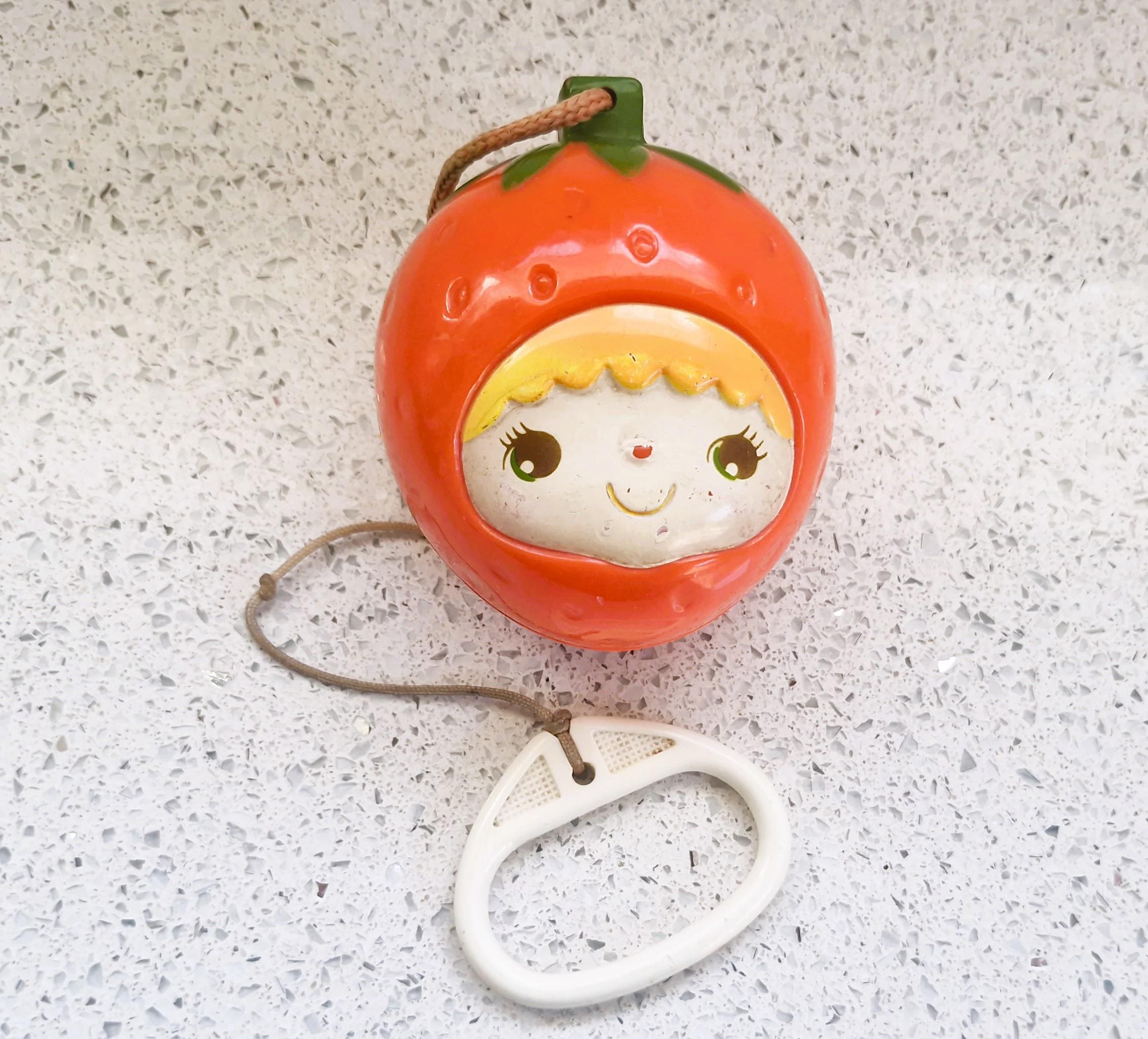 Vintage Sankyo Musical Strawberry Toy: Japanese Pram & Cot Decor