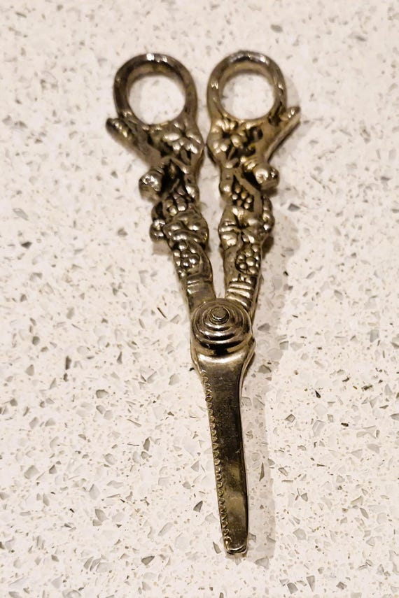 Edwardian Antique Silver Plated Grape Scissors, Fox, Grape Shears