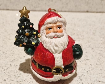 Vintage Papier Mache Santa Christmas Tree Ornament