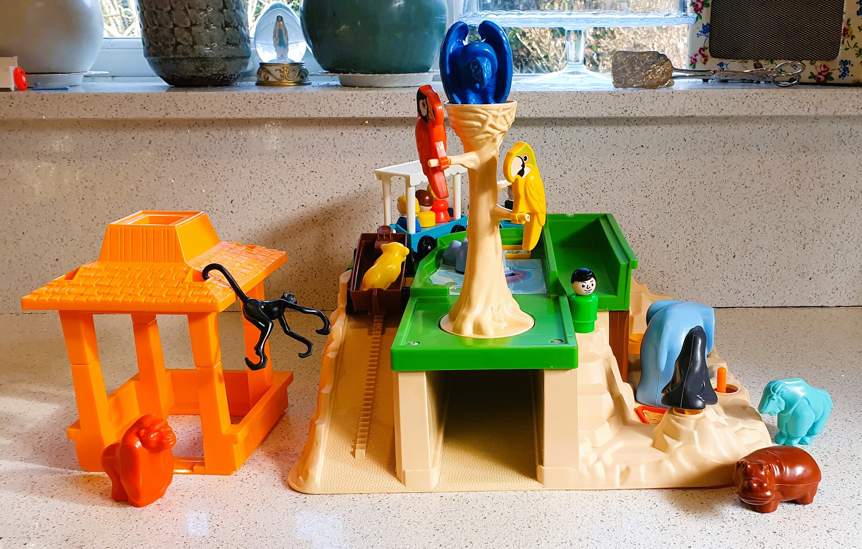 Vintage Fisher Price Zoo Set: Little People, Animals, Safari Train