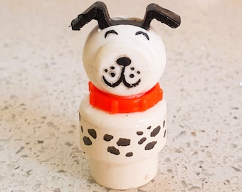 Fisher Price Dalmatian Dog, Fisher Price Fire station Dog, Fisher Price, White Dog, Fisher Price Little People