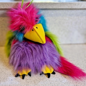 Parrot Hand Puppet, Bird Hand Puppet, Large Parrot Hand Puppet, Brightly coloured, Puppet Company, With Labels
