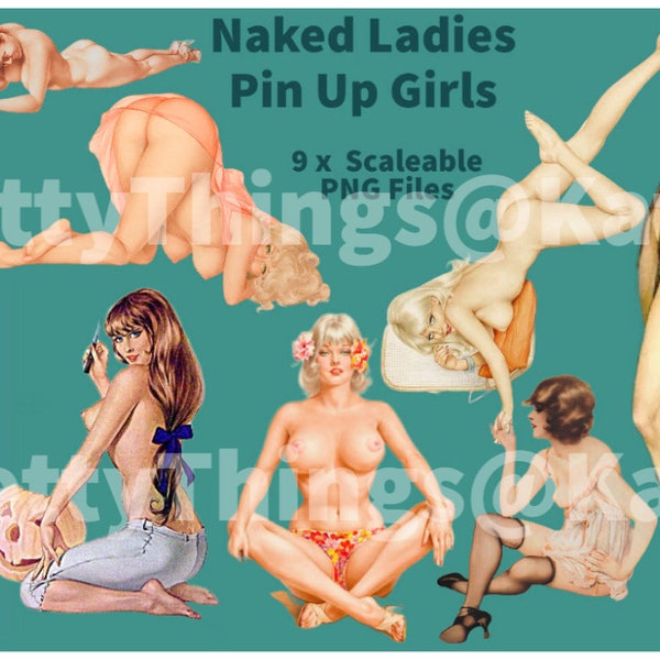 Over 18s,  Pin Up Girl, Naked Ladies, PNG files, Pin Up Clip Art, 50s Pin Up Girl art - Digital, INSTANT DOWNLOAD