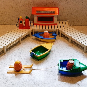 Weebles Harbour, Marina, Speedboat, waterski, Boat, Weeble People, 70s, 80s, Toy, Vintage, original
