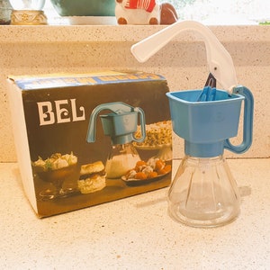 BEL Cream Maker, Original with metal nozzle, Immaculate condition, Mid Century Kitchenalia, BLUE, BOXED, Vintage