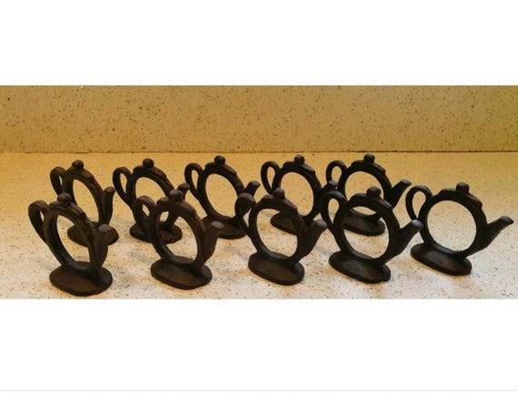 HOT Vintage Wrought Iron Napkin Rings Vintage Cast Iron Napkin