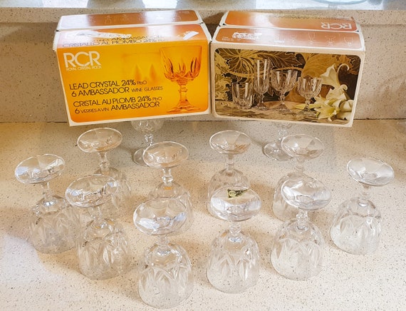 Vintage RCR Crystal Wine Glasses - Italian Royal Crystal Rock