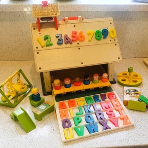 Fischer-Price-Spielfamilienschule, Fisher-Price-Schule, Fischer-Price-Schulhaus, Fisher-Price-kleine Leute, Vintage-Fisher-Price-Spielzeug