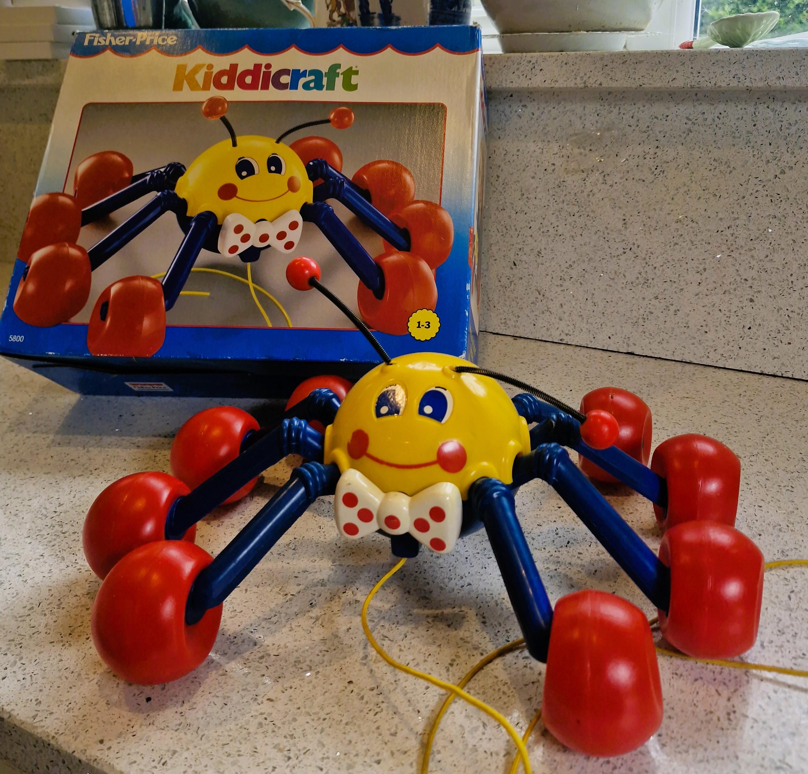 Vintage Kiddicraft Webster Spider, Pull Along - 1980s Collectible