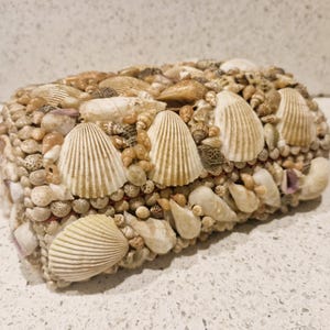 Shell Covered Box, Shell Covered, Large, Vintage, Jewellery Box, Jewelry Box, Vintage Sea Shell Box, Shell Trinket Box, Sea Shells
