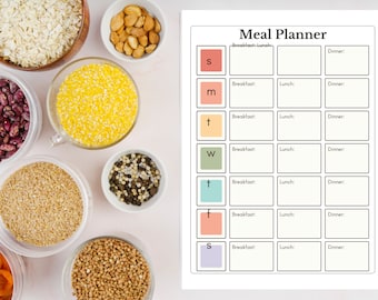 Minimalist Meal Planner Notebook, Weekly Food Planner, Dinner Menu Organizer, Grocery List Pad, Meal Prep Tracker, Kitchen Planner