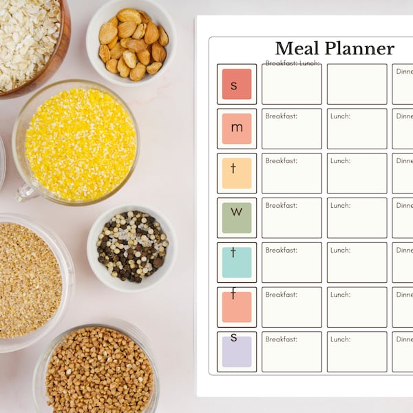 Minimalist Meal Planner Notebook, Weekly Food Planner, Dinner Menu Organizer, Grocery List Pad, Meal Prep Tracker, Kitchen Planner