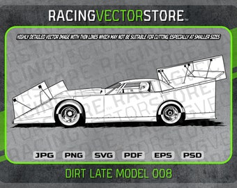 Dirt late model vintage wedge race car highly detailed image in .svg .ai .eps .pdf .png .jpg .psd