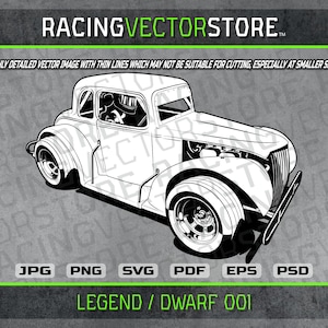 Legendarische/dwergraceauto zeer gedetailleerde vector clipartafbeelding in .svg .ai .pdf .eps .png .jpg