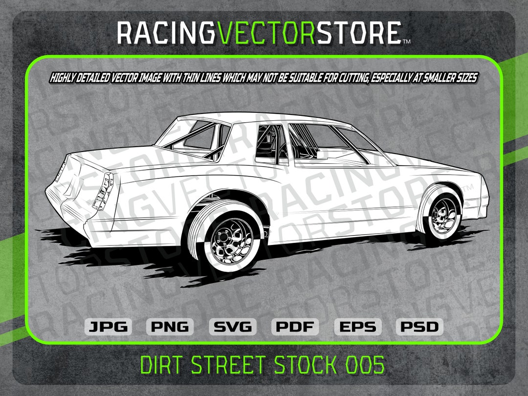 Dirt Track Street Stock Race Car Highly Detailed Vector Image In svg dirt-modified-race-car-highly-detailed-image-in-svg-ai-eps-pdf-png