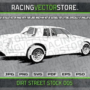 Dirt Track Street Stock Rennauto detaillierte Vektor-Datei in .svg .eps .pdf .png .jpg .psd & Affinity
