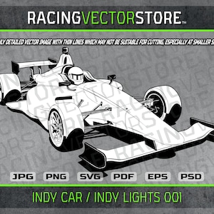 Immagine molto dettagliata dell&#39;auto da corsa Indycar Indy Lights in formato .svg .ai .eps .pdf .png .jpg .psd