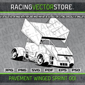 Pavement winged sprint car race car highly detailed image in .svg .ai .eps .pdf .png .jpg .psd
