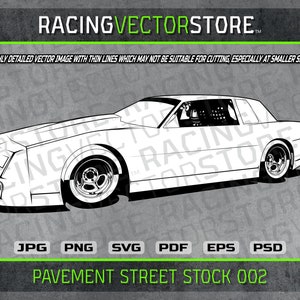 Pavement street stock race car highly detailed vector clipart image in .svg .ai .eps .pdf .png .jpg