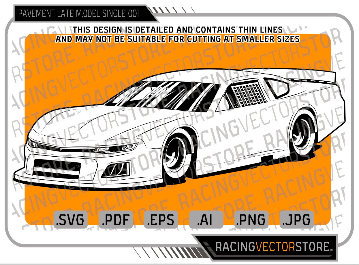 Pavement Late Model Race Car Highly Detailed Vector Image in .svg .ai