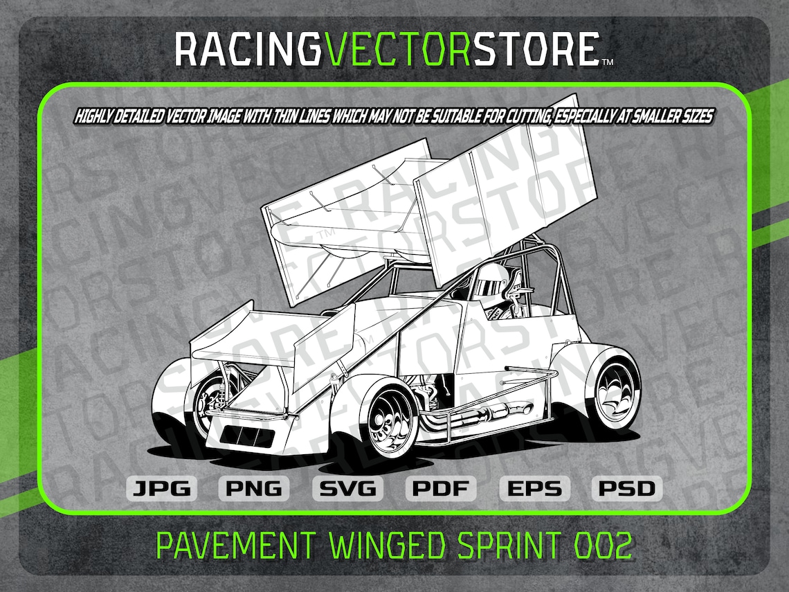 Slideways Raceway Svg Pavement Winged Sprint Car Race Car Highly Detailed Image in .svg .ai ...