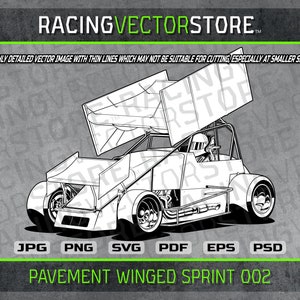 Pavement winged sprint car race car highly detailed image in .svg .ai .eps .pdf .png .jpg .psd