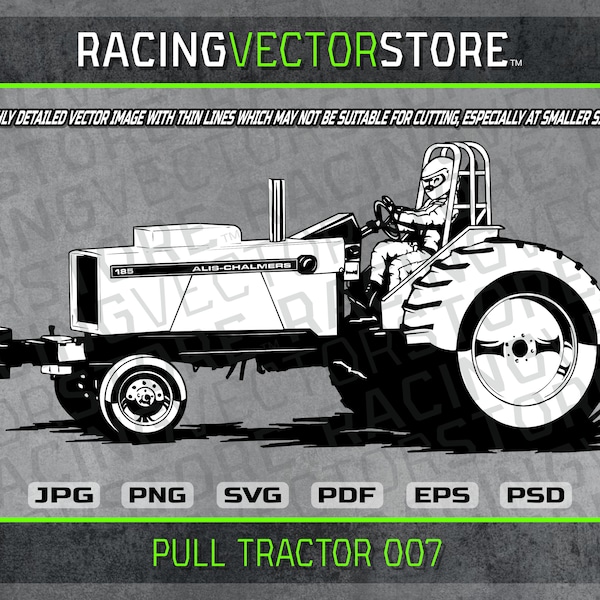 Pulling tractor highly detailed vector image in .svg .eps .pdf .png .jpg .psd & affinity