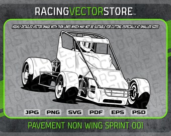Pavement non wing sprint car race car highly detailed image in .svg .ai .eps .pdf .png .jpg .psd