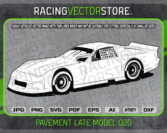 Pavement late model race car highly detailed clip art image in .svg .ai .eps .pdf .png .jpg .dxf .affinity
