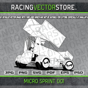 Dirt track micro sprint mini sprint race car highly detailed image in .svg .ai .eps .pdf .png .jpg .psd