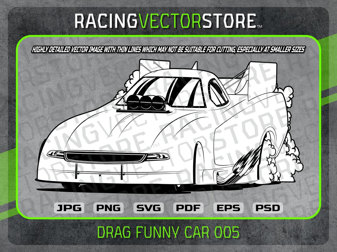 Drag Racing Funny Car Race Car Highly Detailed Image in .svg .ai .eps ...