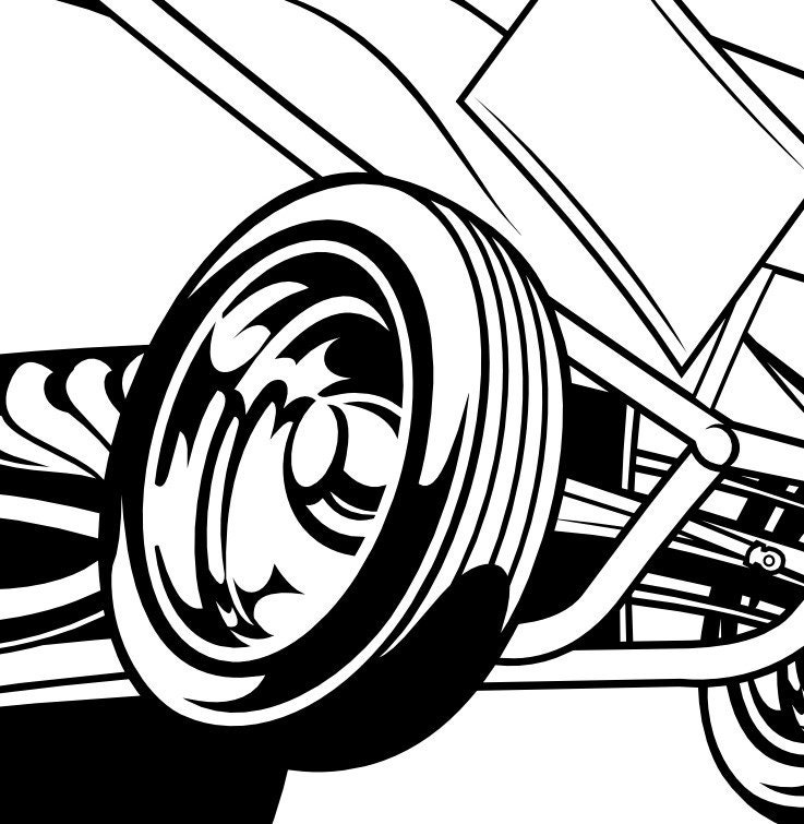 Cartoon Dirt Winged Sprint Race Car Highly Detailed Vector Clip Art ...
