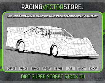 Dirt super stock street stock race car highly detailed image in .svg .ai .eps .pdf .png .jpg .dxf .affinity