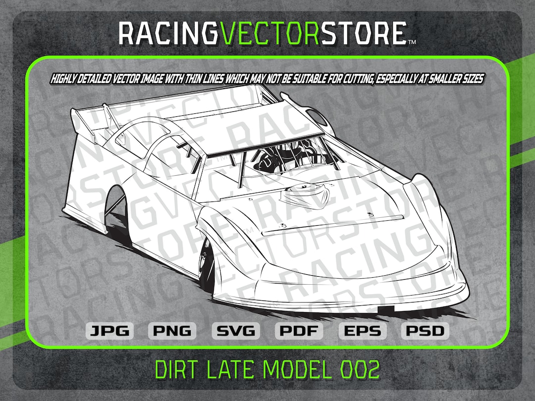 Late Model Vector Dirt Late Model Race Car Highly Detailed Image in .svg .ai .eps .pdf ...