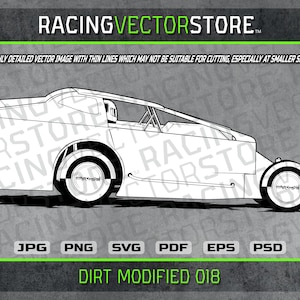 Dirt track modified race car highly detailed vector image in .svg .eps .pdf .png .jpg .psd