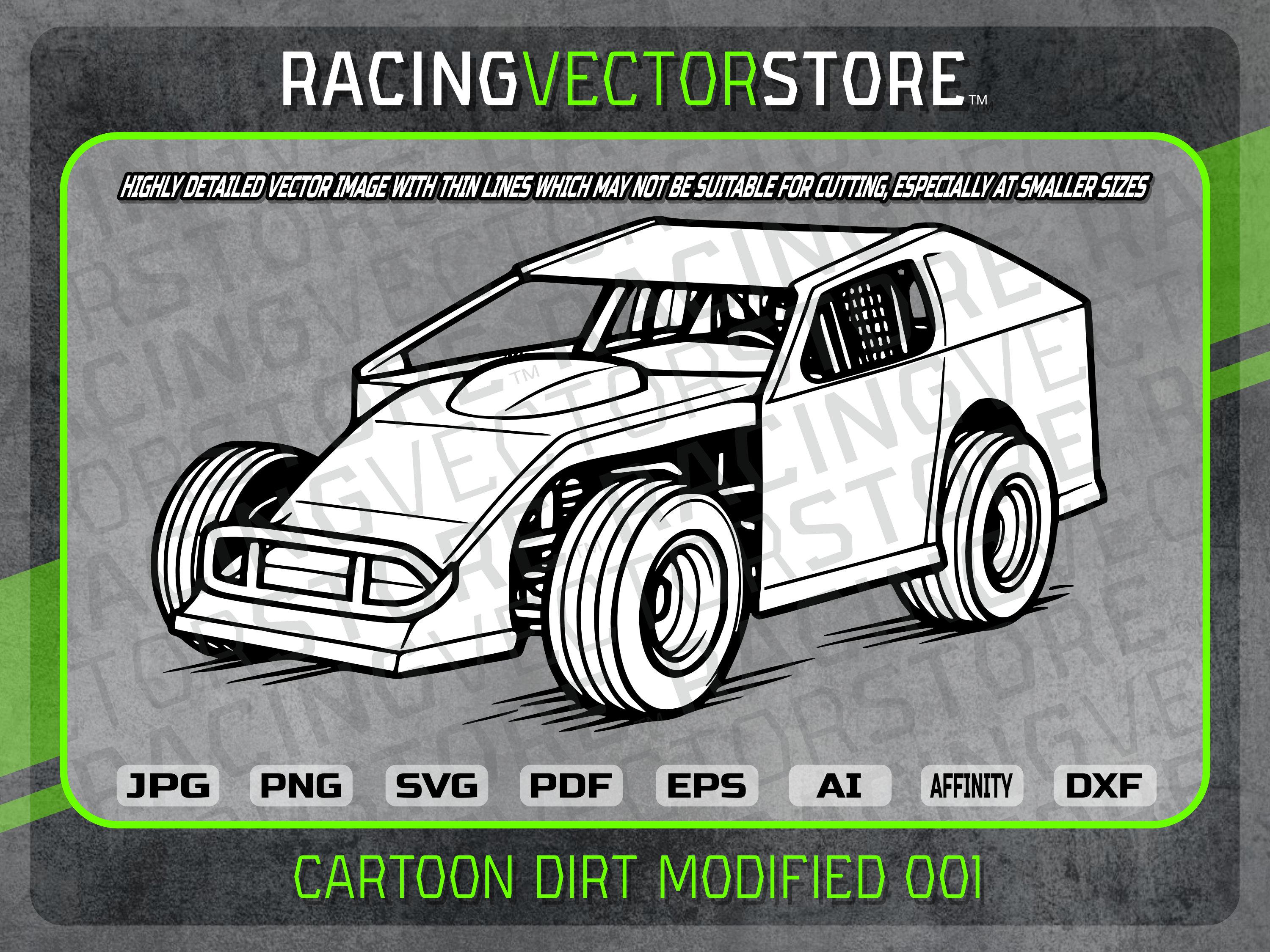 Car Cartoon Modified Cartoon Dirt Modified Race Car Highly Detailed Vector Clip Art Image in ...