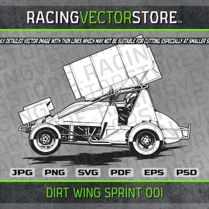 Winged dirt sprint car detailed vector image in .svg .ai .eps .pdf .png .jpg