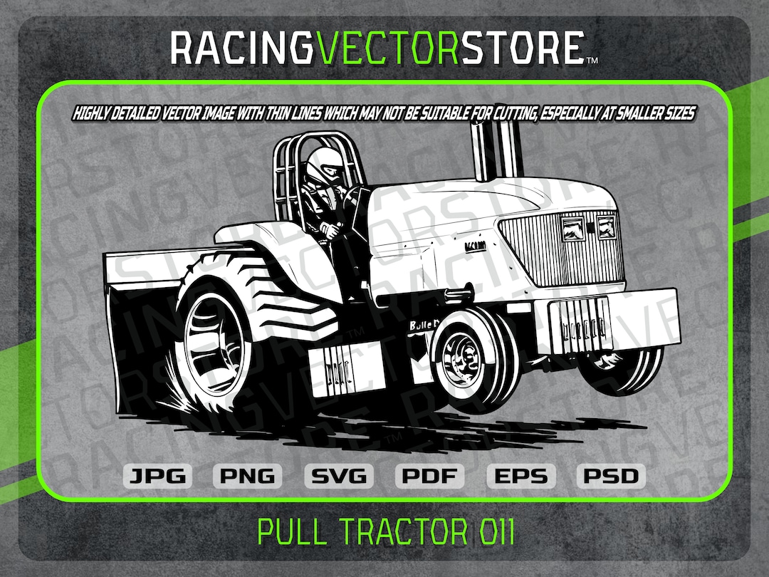 Pulling Tractor Highly Detailed Vector Image in .svg .eps .pdf .png