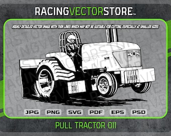 Pulling tractor highly detailed vector clipart image in .svg .eps .pdf .png .jpg .psd & affinity