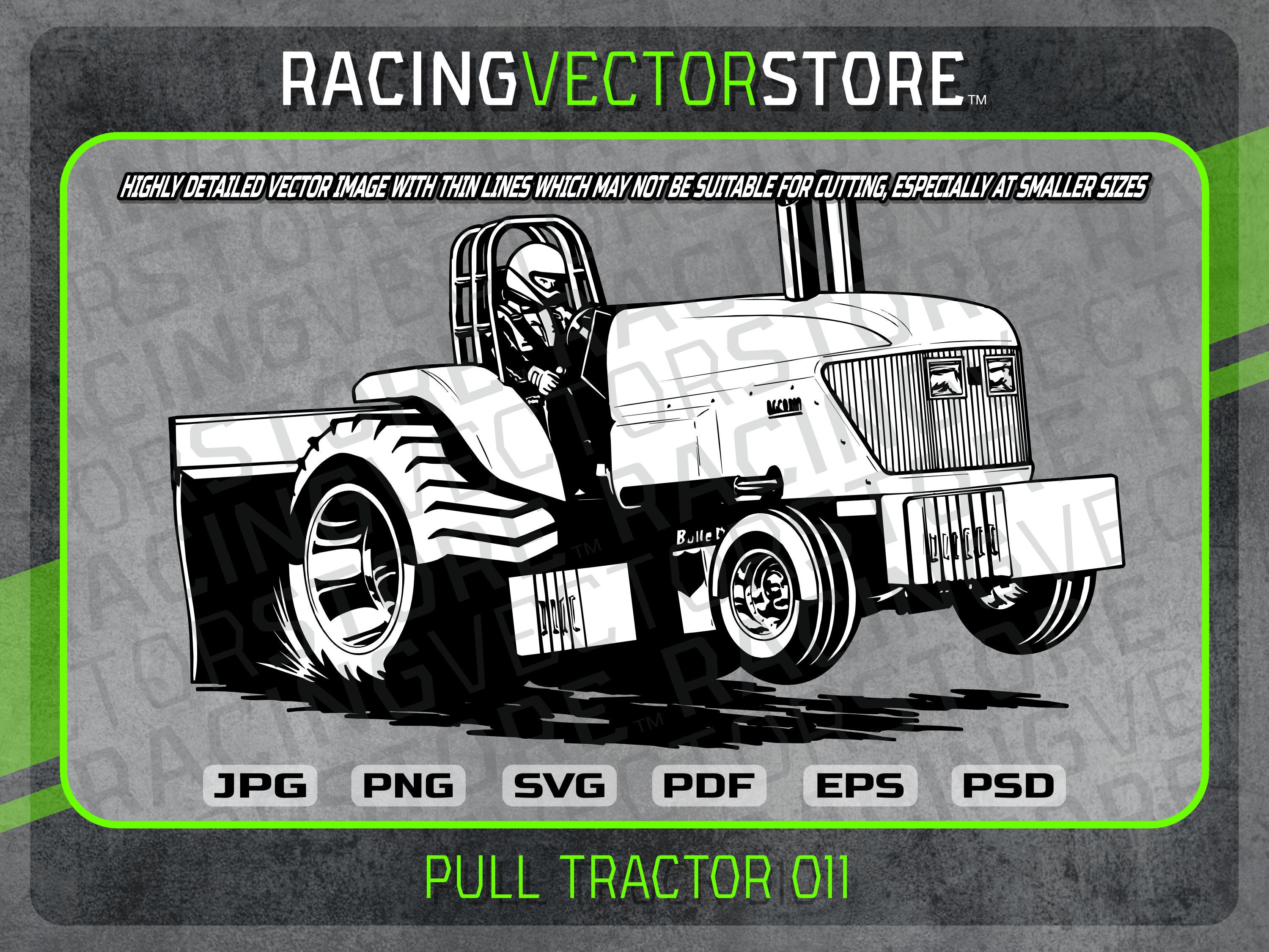 Pulling Tractor Highly Detailed Vector Image in .svg .eps .pdf .png