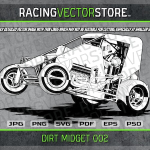 Sehr detailliertes Bild eines Dirt Midget Rennautos in .svg .ai .eps .pdf .png .jpg .psd