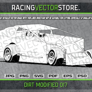 Dirt track modified race car highly detailed vector image in .svg .eps .pdf .png .jpg .psd