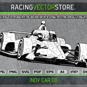Indy 500 race car Indycar highly detailed vector clipart image in .svg .ai .eps .pdf .png .jpg .dxf .affinity