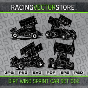 Sprint car winged dirt race car clipart images in .svg .ai .eps .png .jpg .pdf .dxf .affinity