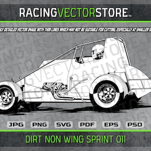 Dirt track sprint car race car highly detailed image in .svg .ai .eps .pdf .png .jpg .psd