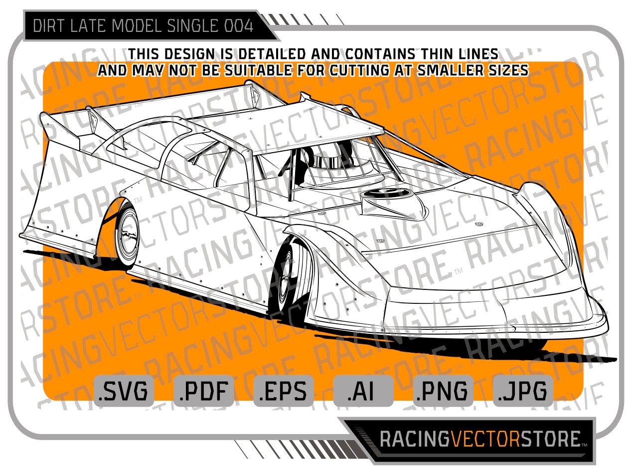Dirt Late Model Race Car Highly Detailed Vector Image in .svg .ai .pdf