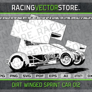 Dirt winged sprint race car highly detailed vector image in .svg .eps .pdf .png .jpg .ai .dxf .affinity