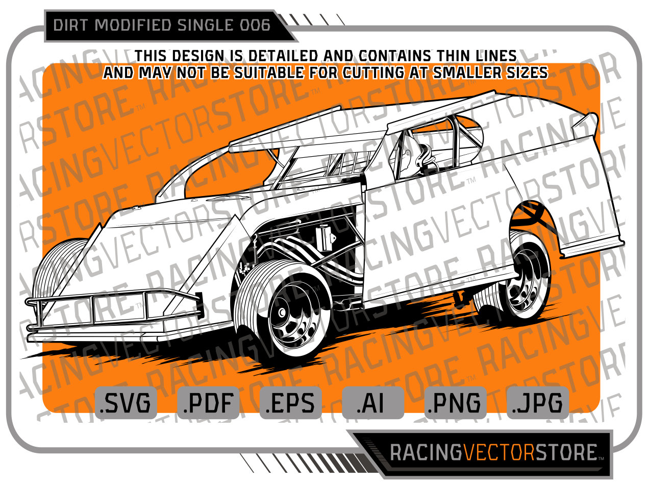 Dirt Modified Race Car Highly Detailed Image in .svg .ai .eps .pdf .png