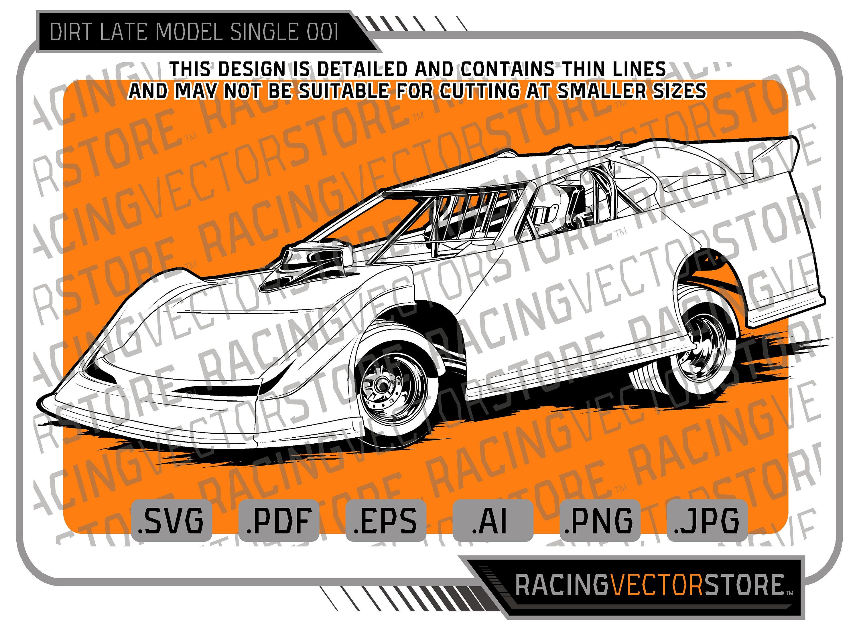 Dirt Late Model Race Car Highly Detailed Vector Image in .svg Etsy