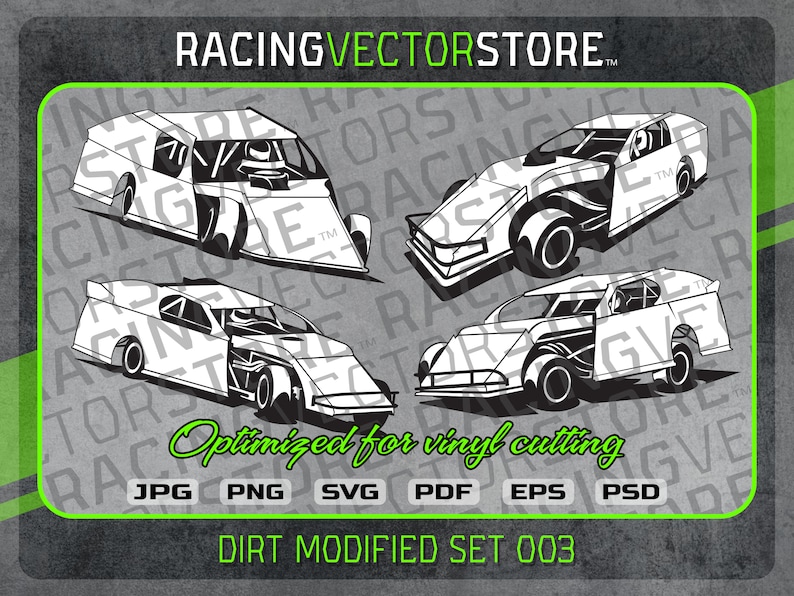 Dirt Modified Race Car Vector Clipart Image Cuttable in .svg. Eps. .pdf ...